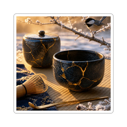 Tea Ceremony Gold Repair Sticker | Healing Kintsugi Art