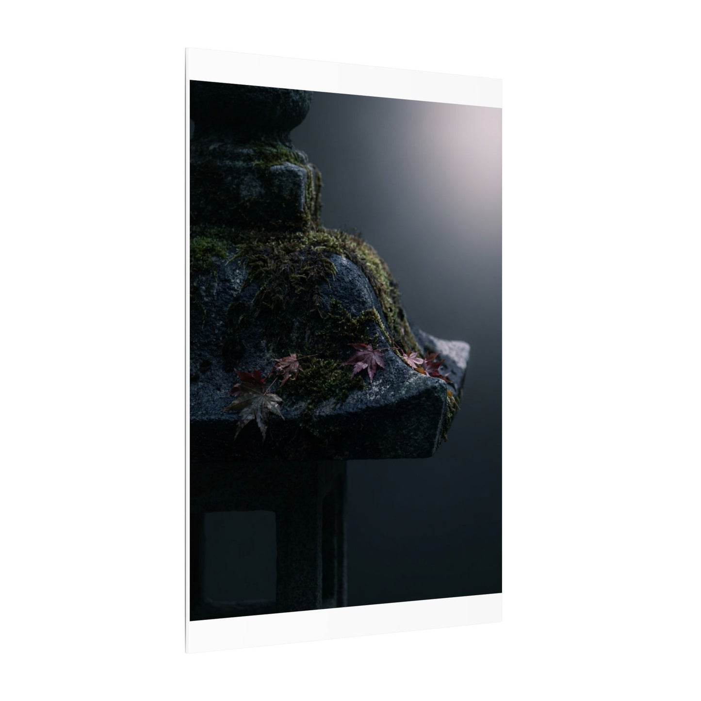 Stone Lantern Moody Minimal Canvas Art | Sophisticated Dark Japandi Art