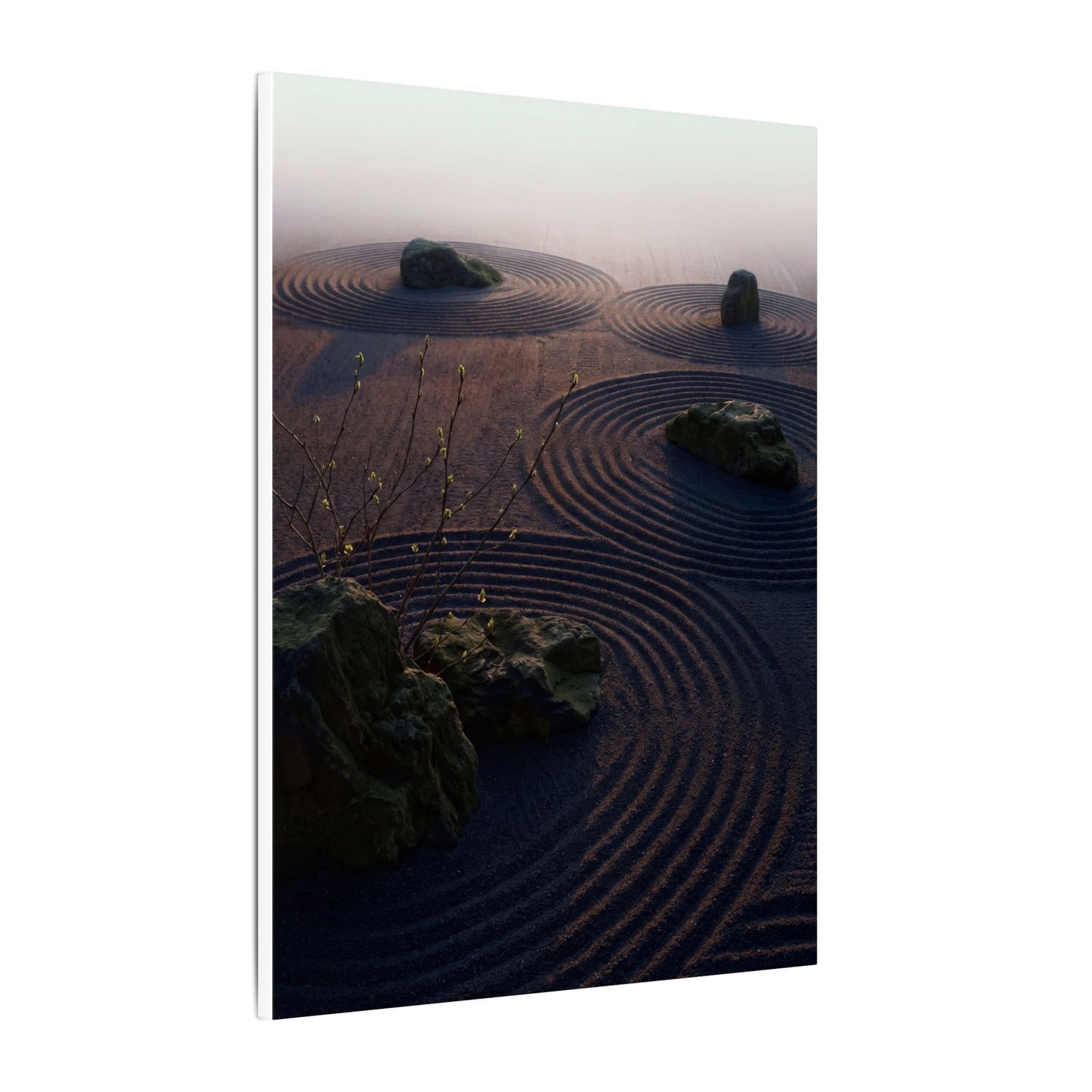 Spring Rock Garden Shadow Zen Canvas Art | Luxurious Decor