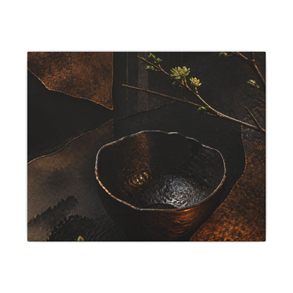 Atmospheric Ceramic Bowl Canvas Art - Shadow Zen Dark Japandi