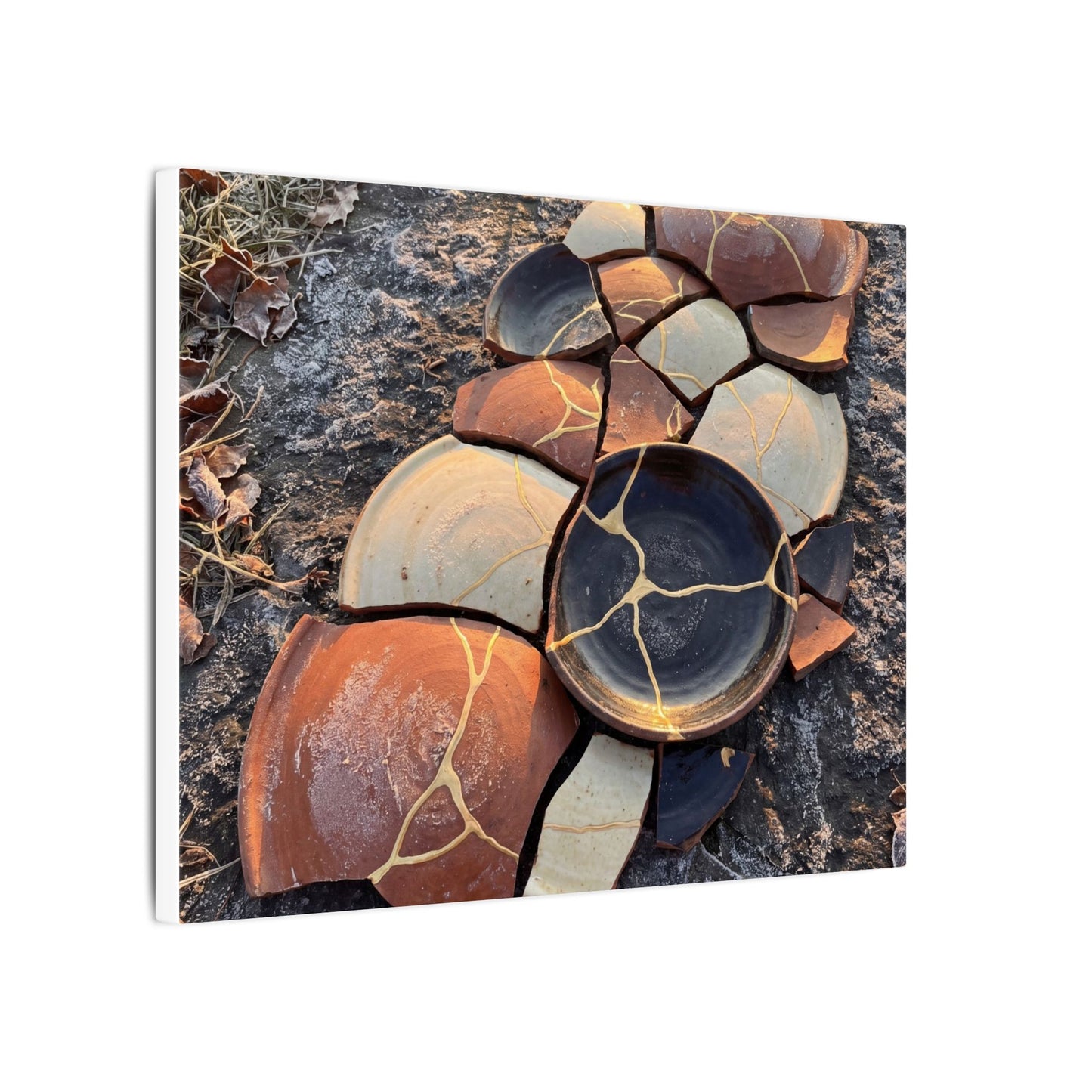Winter Broken Pottery Gold Vein Canvas Art | Beautiful Decor