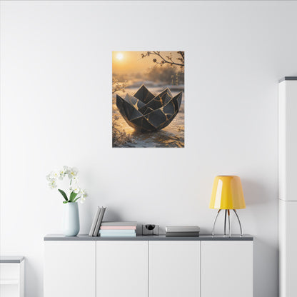 Kintsugi Paper Fold in Golden Hour | Gold Repair Canvas Art