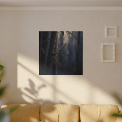 Dark Japandi Bamboo Grove in Dawn | Moody Minimal Canvas Art