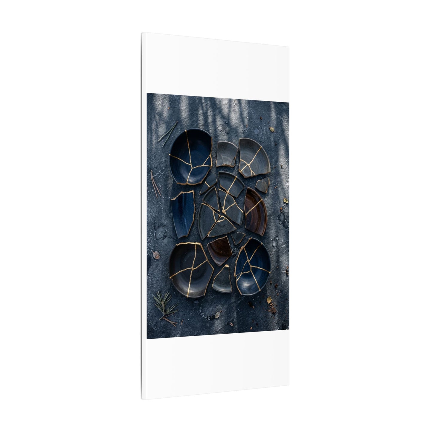 Dark Japandi Broken Pottery in Dappled | Shadow Zen Canvas Art
