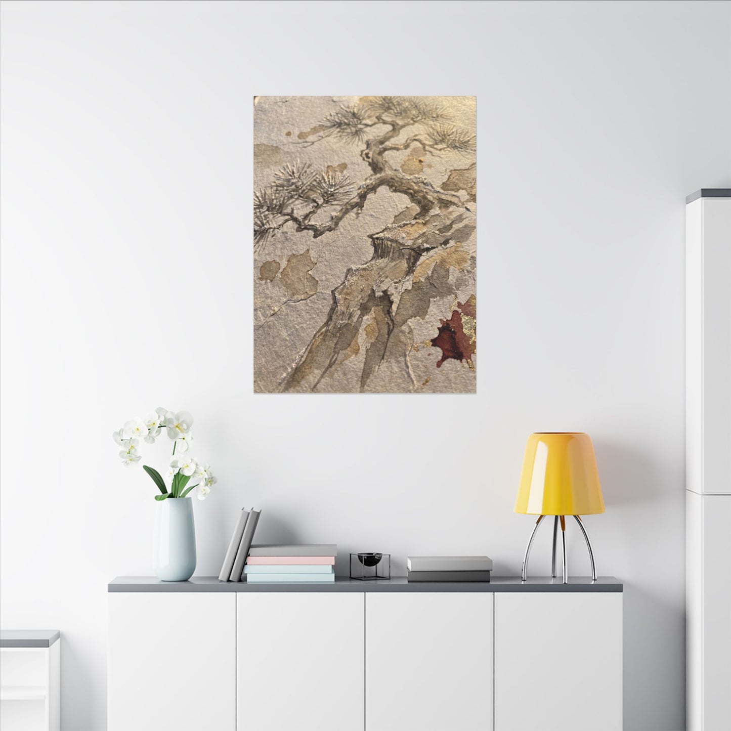 Pine Tree Canvas Art | Winter Japandi Japanese Pattern Art