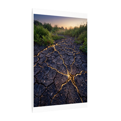 Cracked Earth Canvas Art | Summer Kintsugi Crackle Gold Art