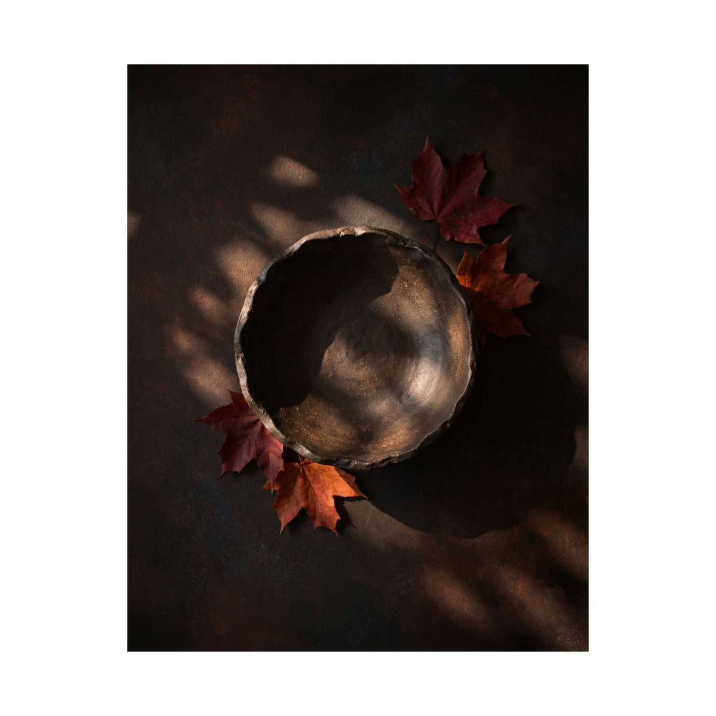 Ceramic Bowl Wall Art Print | Autumn Dark Japandi Dark Texture Art