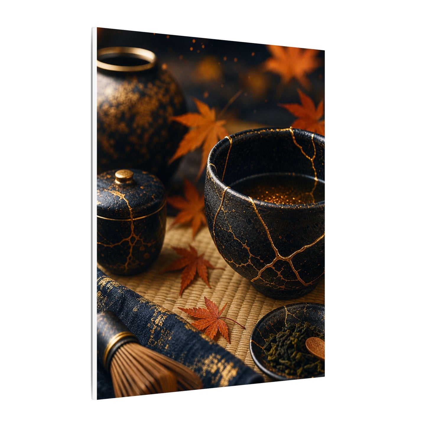 Seijaku Tea Ceremony Canvas Art - Kintsugi Gold Repair