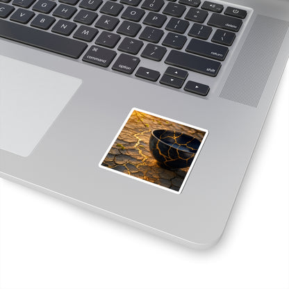 Kintsugi Cracked Earth in Golden Hour | Gold Repair Sticker