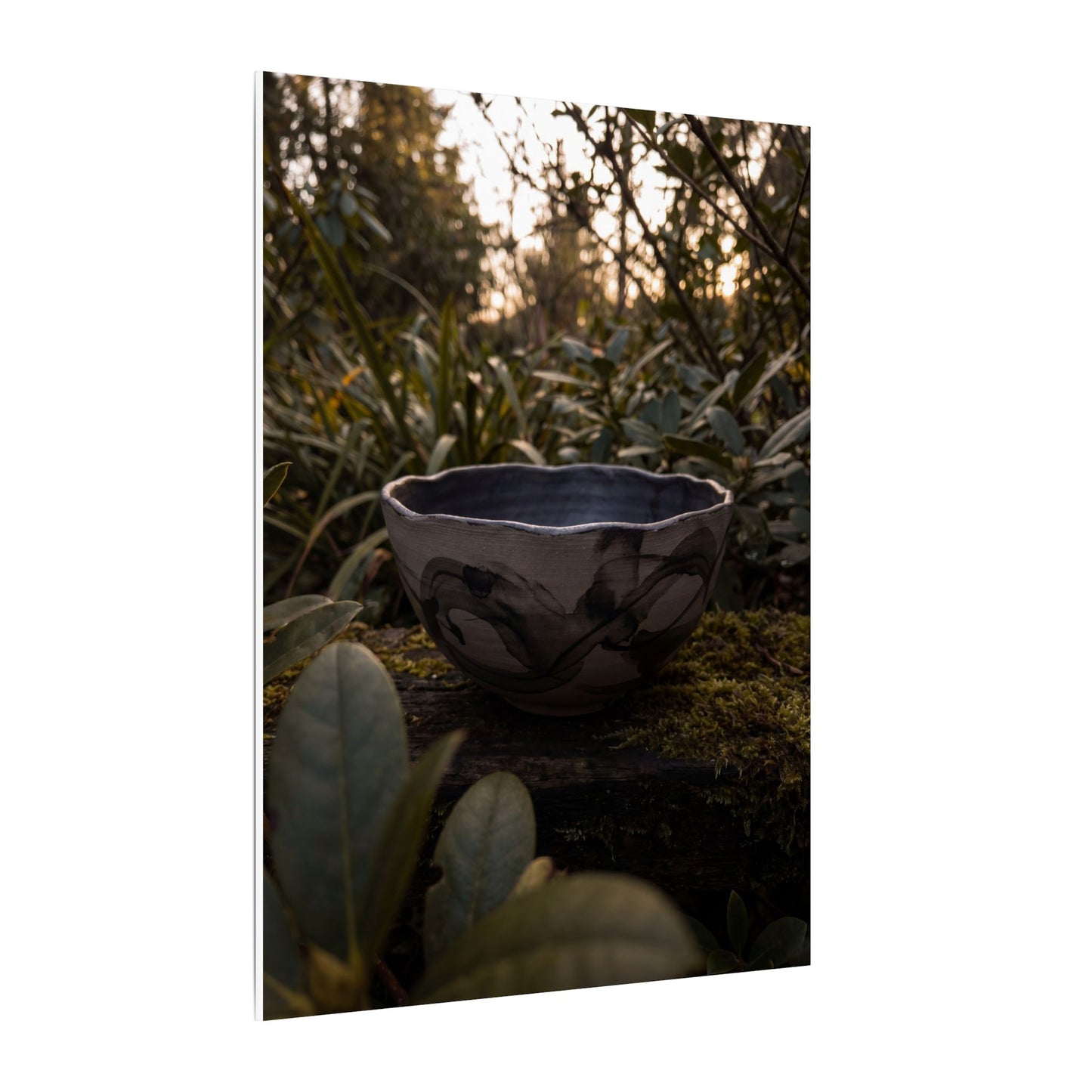 Ceramic Bowl Canvas Art | Summer Dark Japandi Charcoal Ink Art