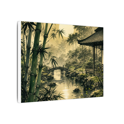 Moonlit Garden Sumi E Canvas Art | Calm Zen Art