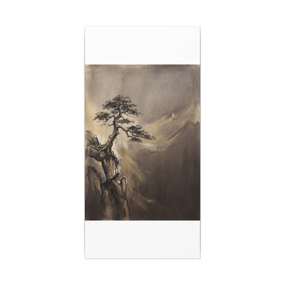 Pine Tree Charcoal Ink Canvas Art | Luxurious Dark Japandi Art