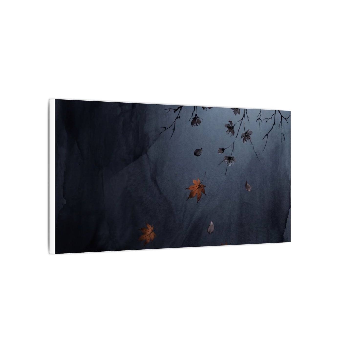 Autumn Cherry Blossom Charcoal Ink Canvas Art | Atmospheric Decor