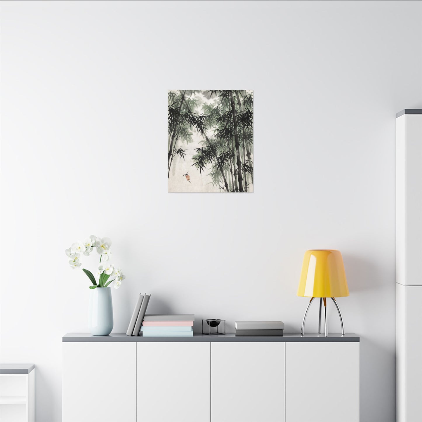 Zen Bamboo Grove in Overcast | Sumi E Canvas Art