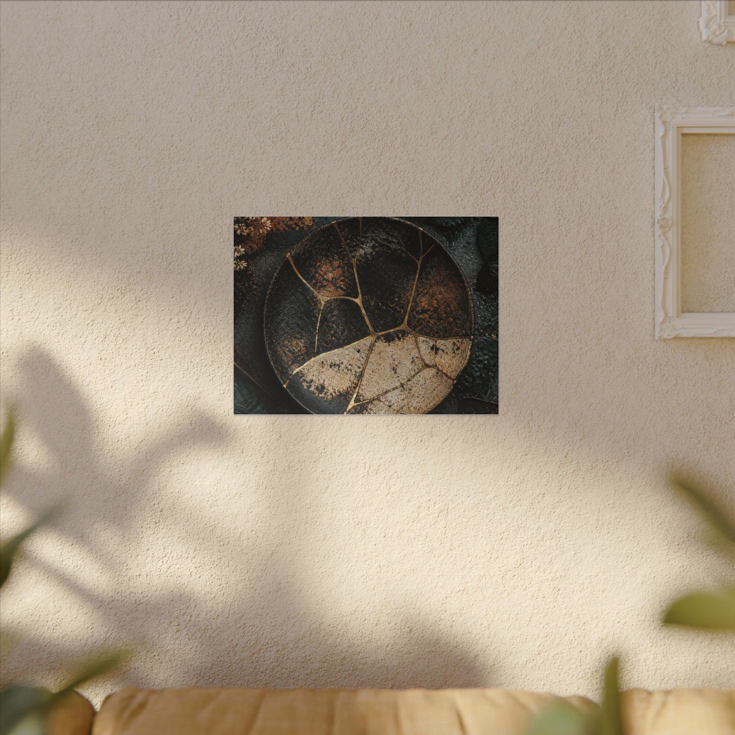 Kintsugi Rust Patina in Dawn | Gold Repair Canvas Art
