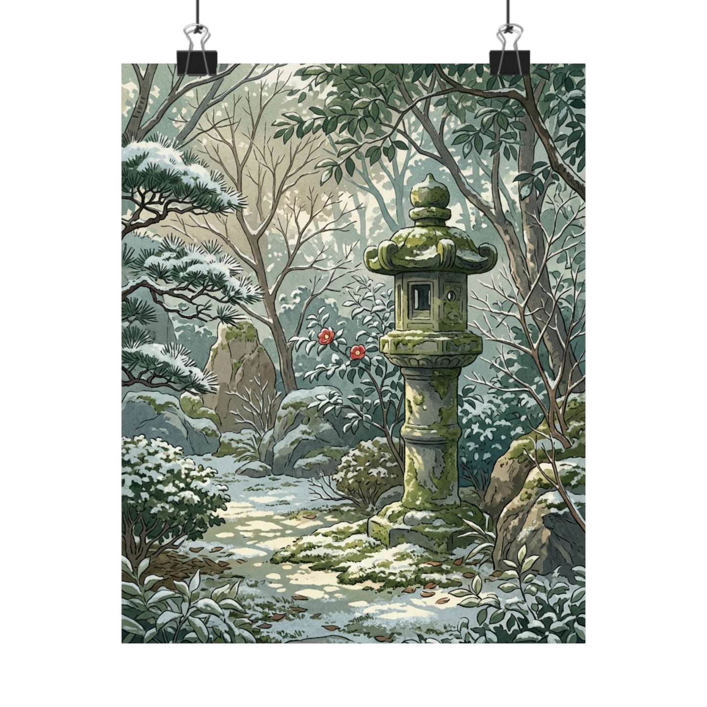 Dappled Stone Lantern Wall Art Print - Japandi Datsuzoku
