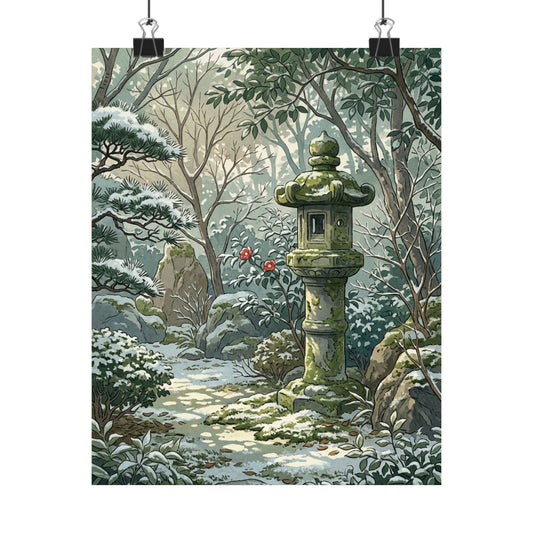 Dappled Stone Lantern Wall Art Print - Japandi Datsuzoku