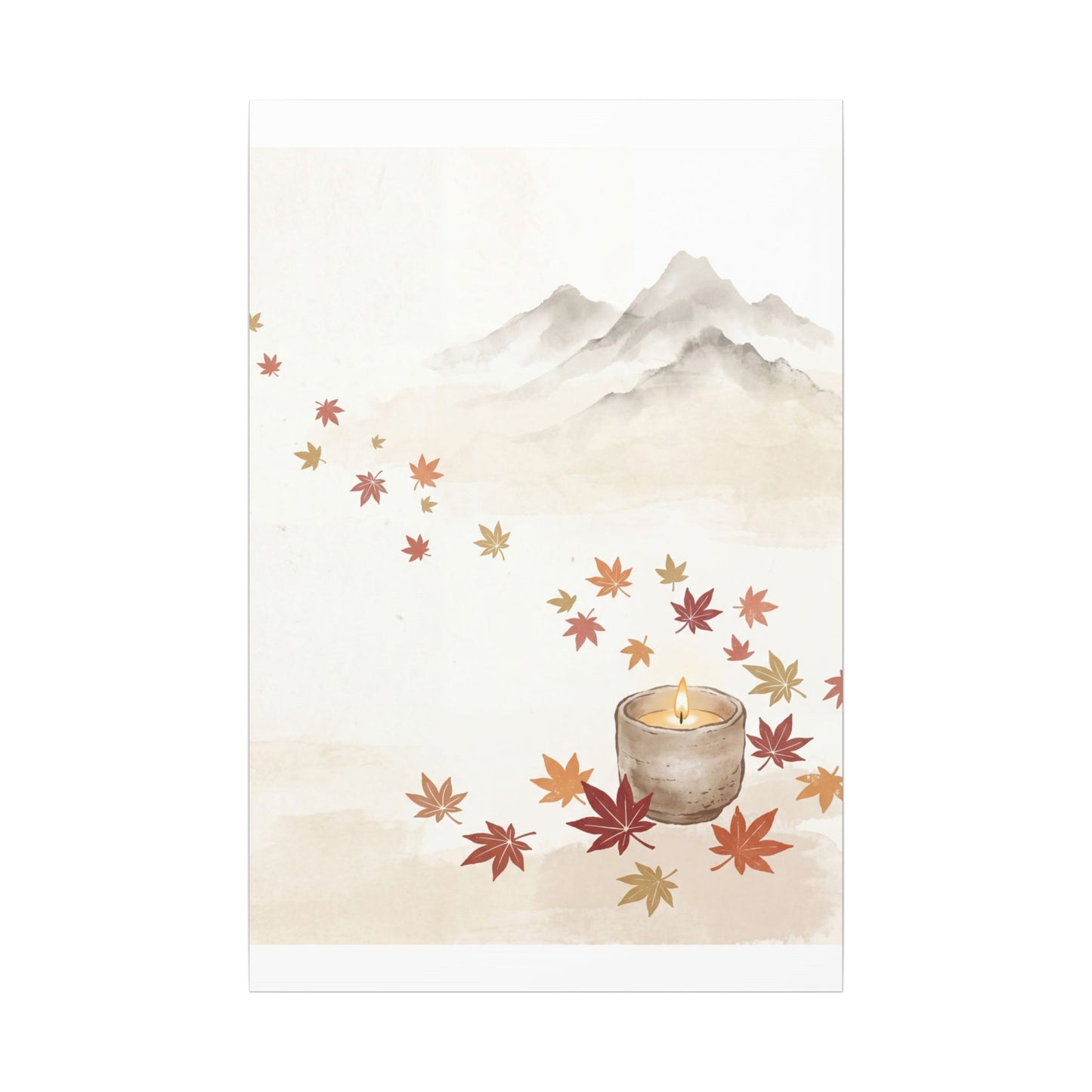 Earthy Mountain Mist Canvas Art - Japanese Pattern Japandi