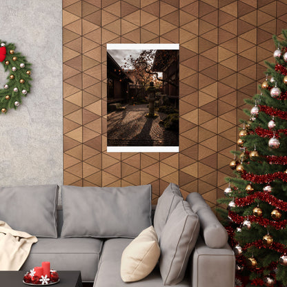 Autumn Stone Lantern Shadow Zen Wall Art Print | Moody Decor