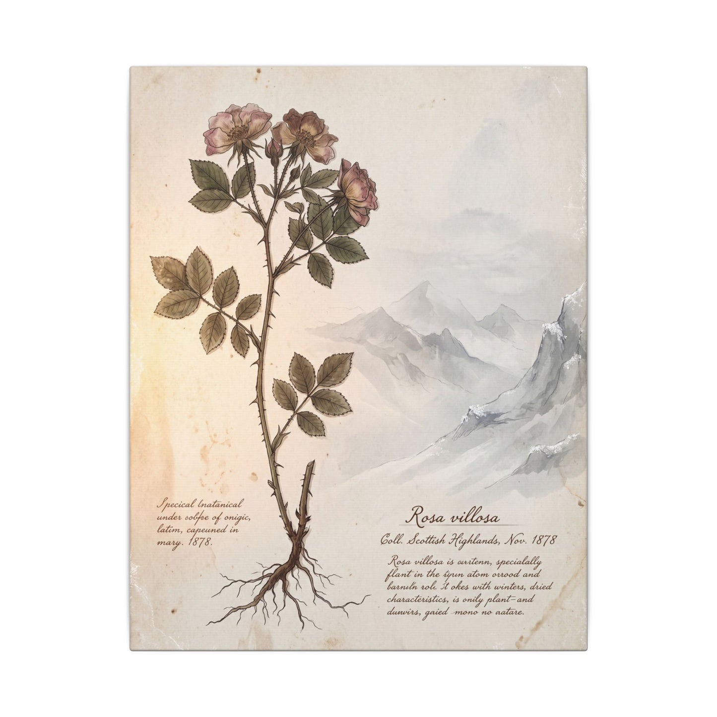 Winter Mountain Mist Herbarium Canvas Art | Earthy Decor