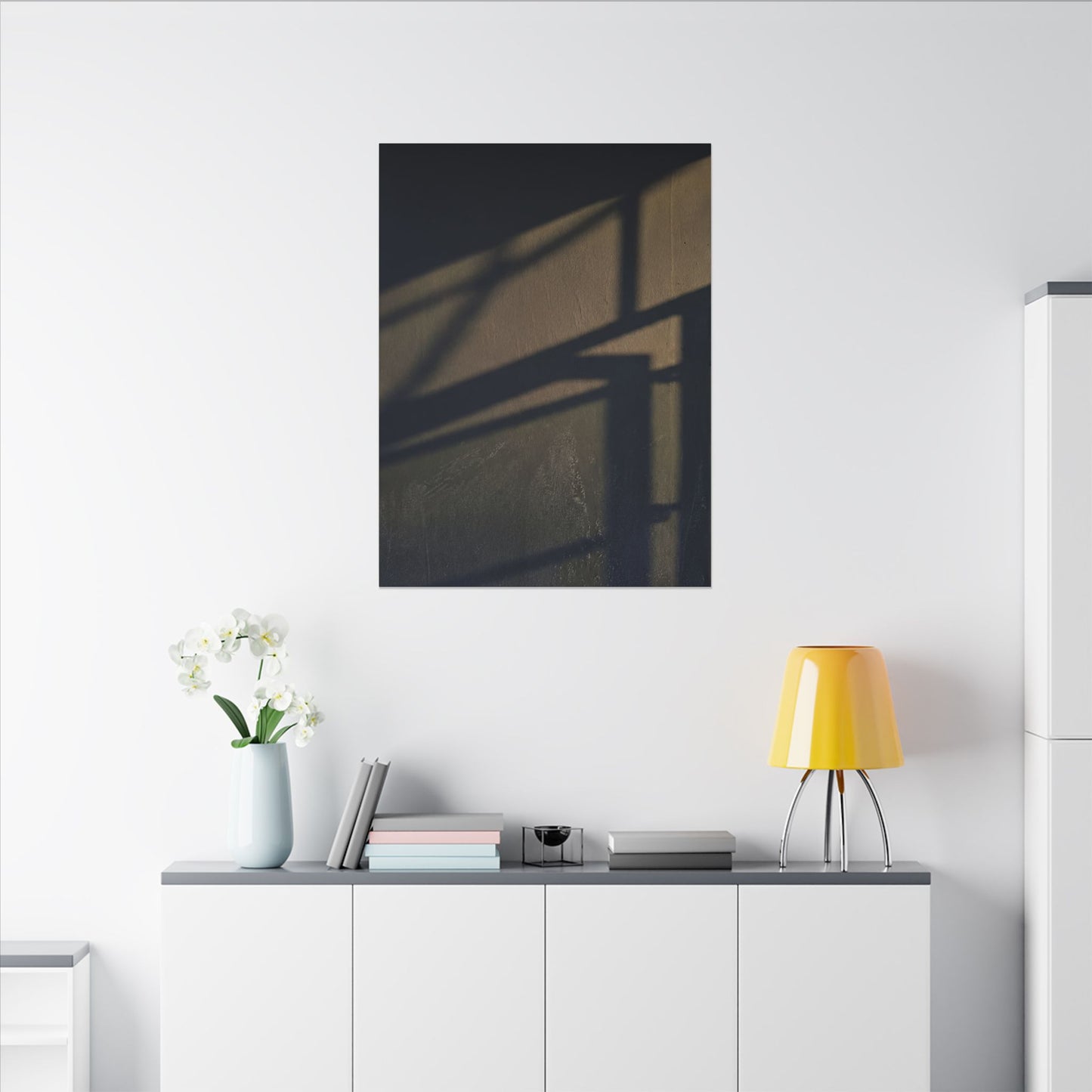 Sophisticated Shadow Play Canvas Art - Moody Minimal Dark Japandi