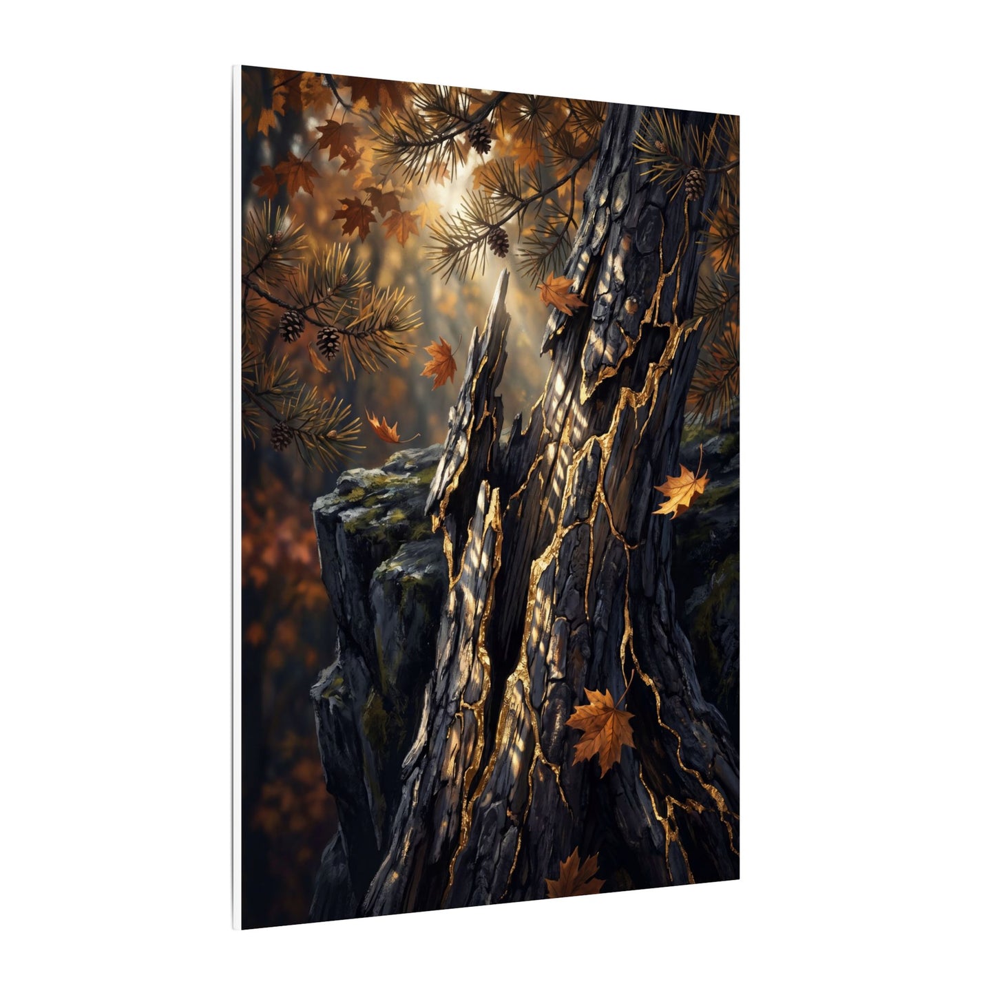 Pine Tree Autumn Canvas Art | Kintsugi Beautiful Design