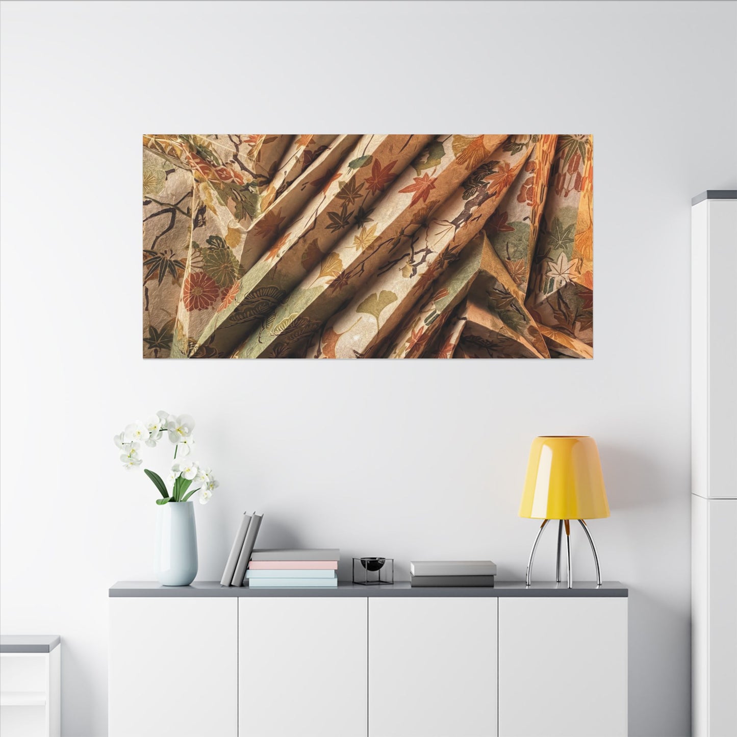 Paper Fold Autumn Canvas Art | Japandi Earthy Design