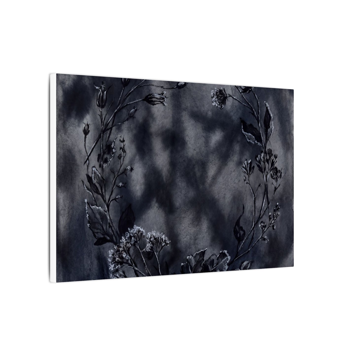 Dried Flowers Canvas Art | Winter Dark Japandi Shadow Zen Art