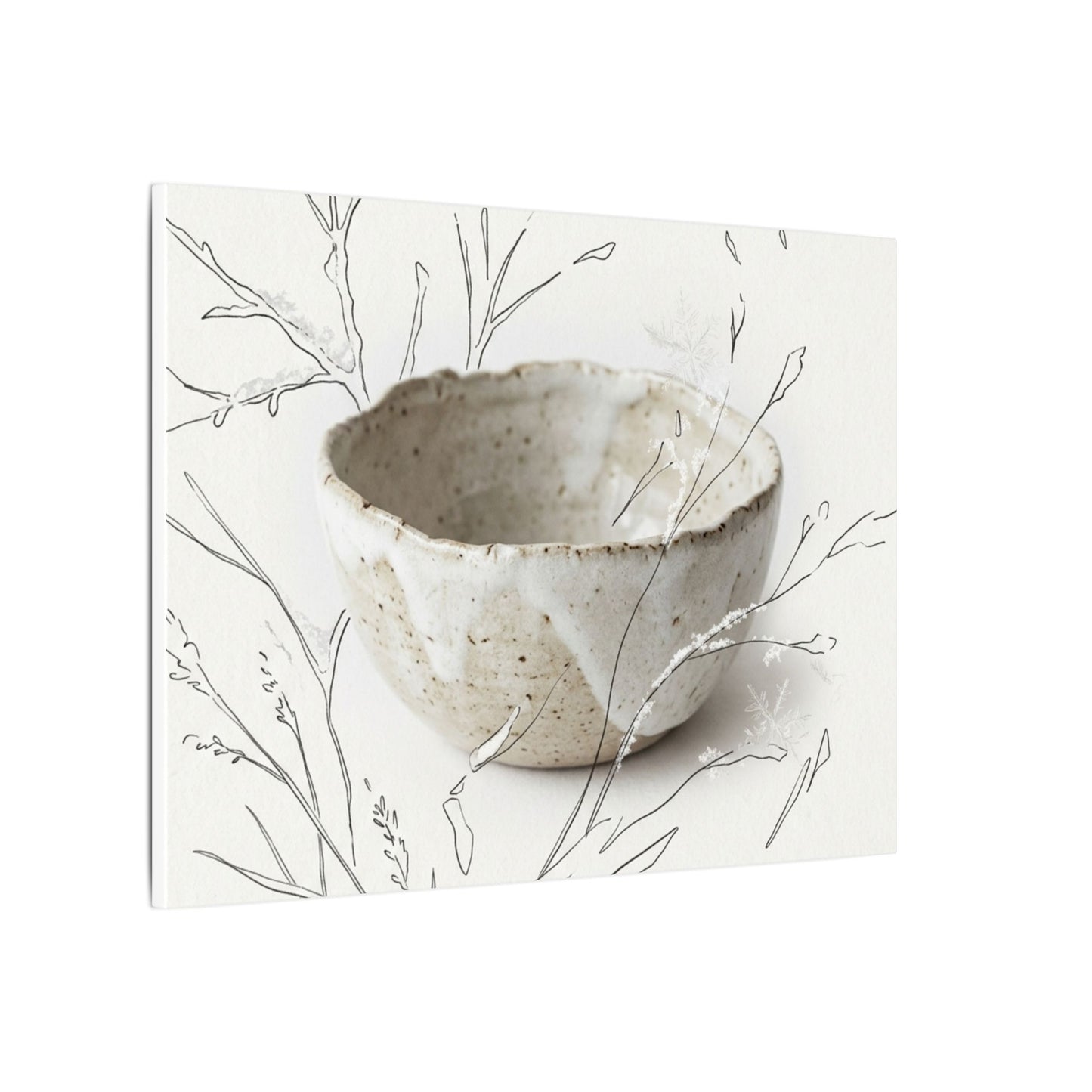 Neutral Ceramic Bowl Canvas Art - Minimal Line Japandi