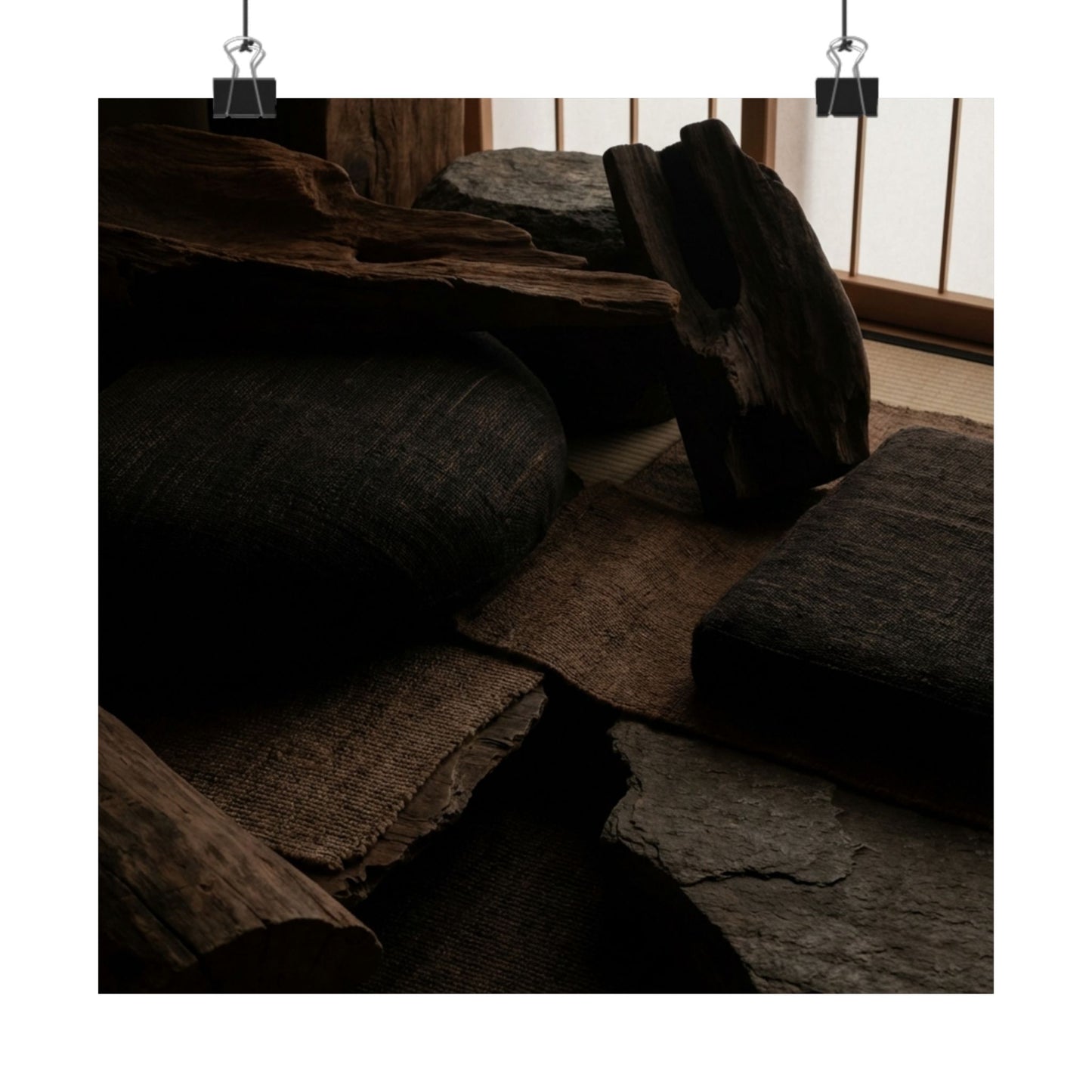 Dark Japandi Shadow Zen Wall Art Print Art Print