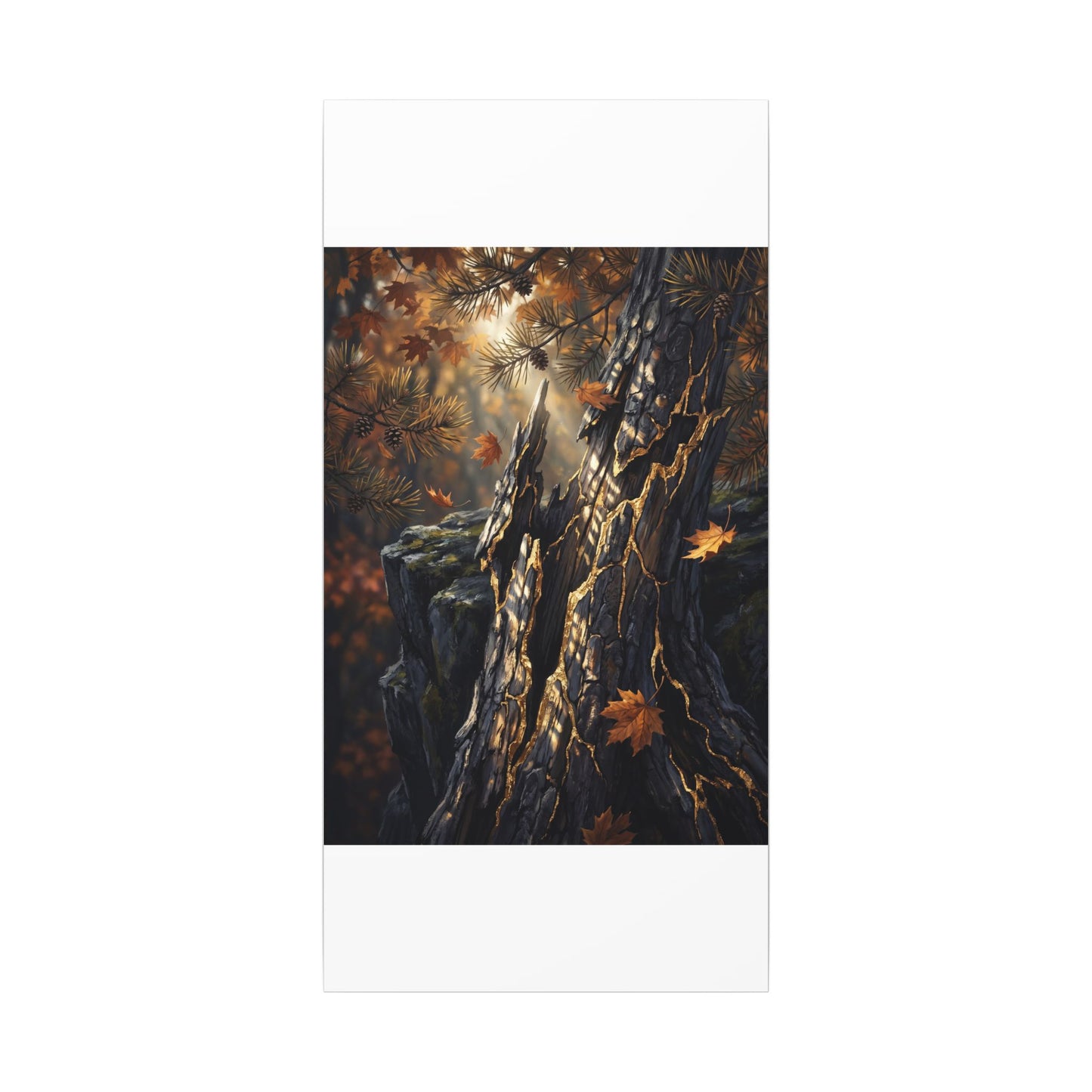 Pine Tree Autumn Canvas Art | Kintsugi Beautiful Design