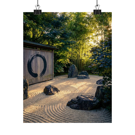 Golden Hour Rock Garden Wall Art Print - Zen Mono No Aware
