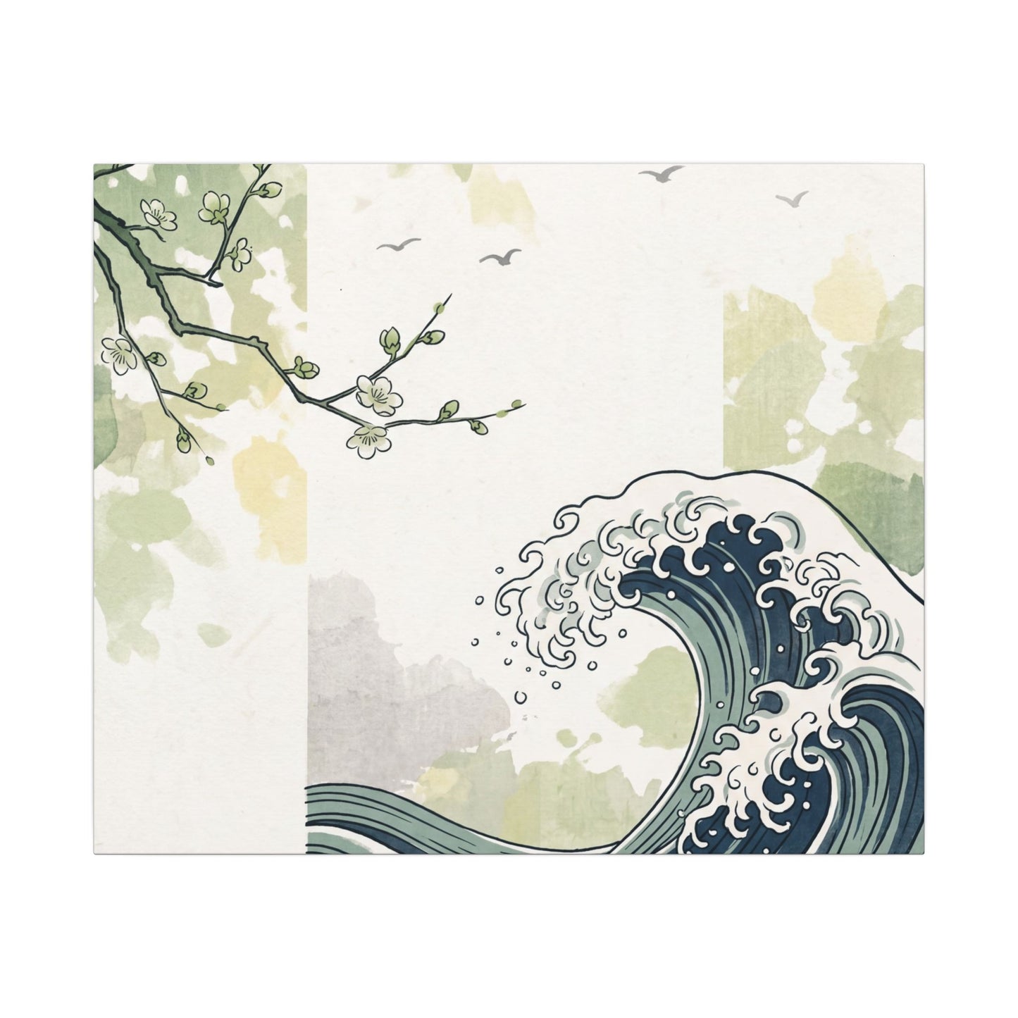 Spring Ocean Wave Ukiyo E Inspired Canvas Art | Serene Decor