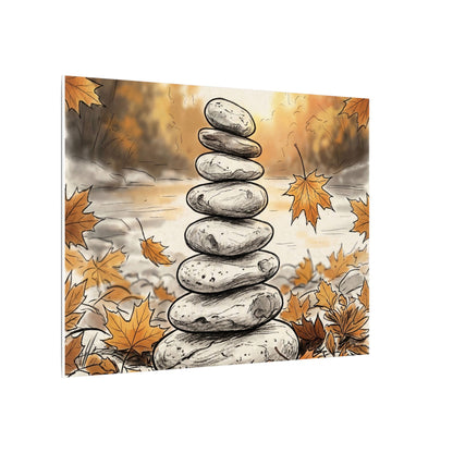 Earthy River Stones Canvas Art - Minimal Line Japandi