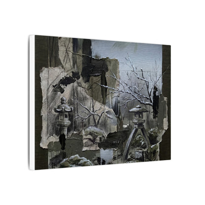 Winter Moonlit Garden Dark Texture Canvas Art | Moody Decor