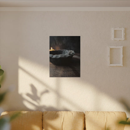 Ceramic Bowl Canvas Art | Winter Dark Japandi Shadow Zen Art
