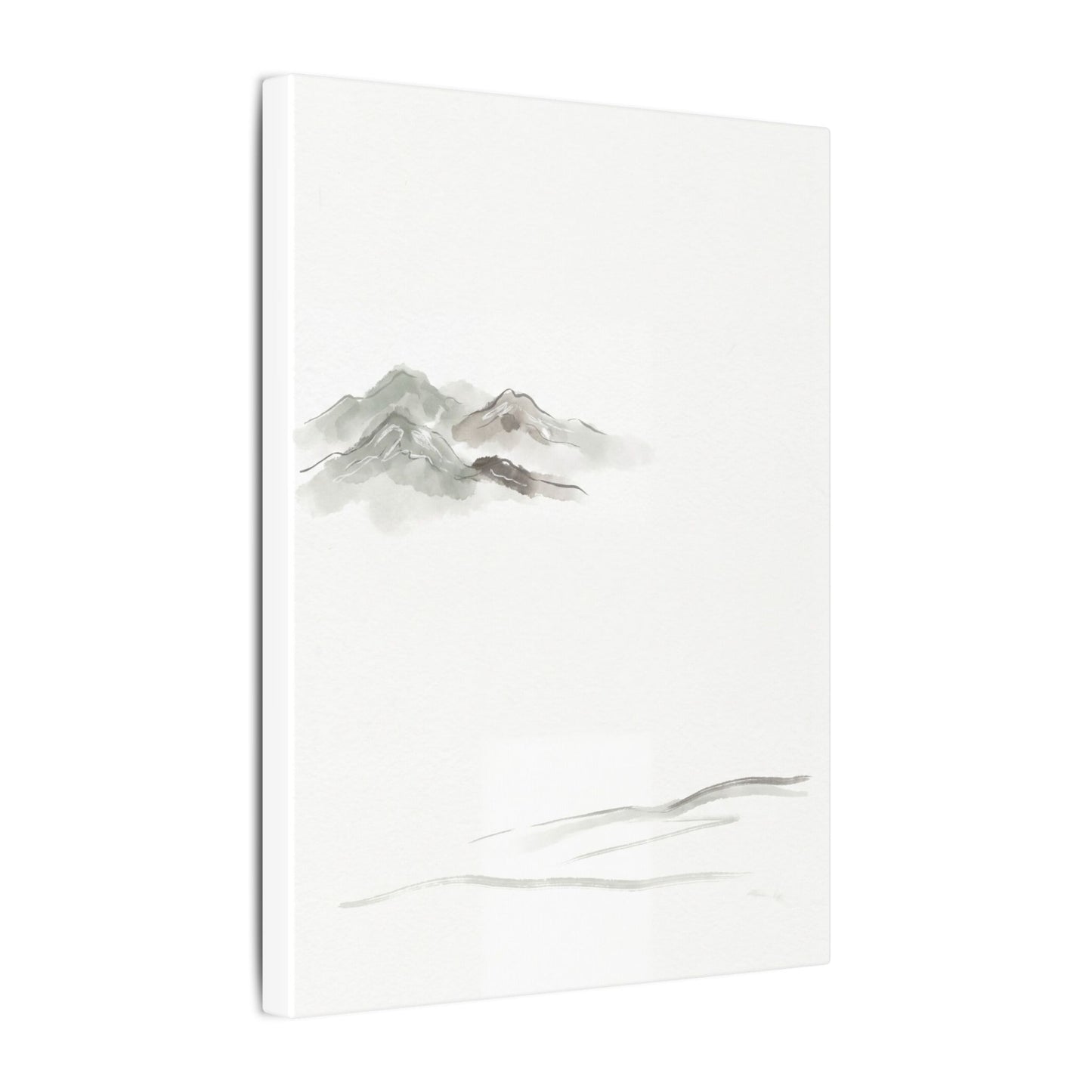 Winter Mountain Mist Minimal Line Canvas Art | Elegant Decor