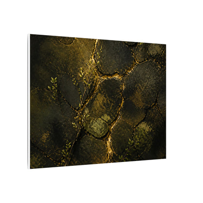 Shibui Cracked Earth Canvas Art - Dark Japandi Dark Texture