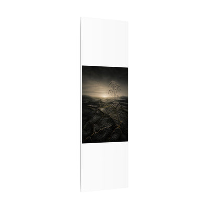 Dawn Cracked Earth Canvas Art - Dark Japandi Mono No Aware