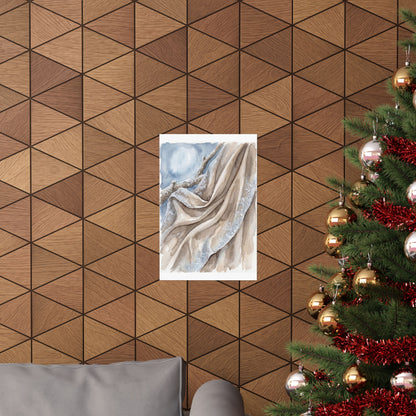 Silk Drape Wall Art Print | Winter Japandi Watercolor Art