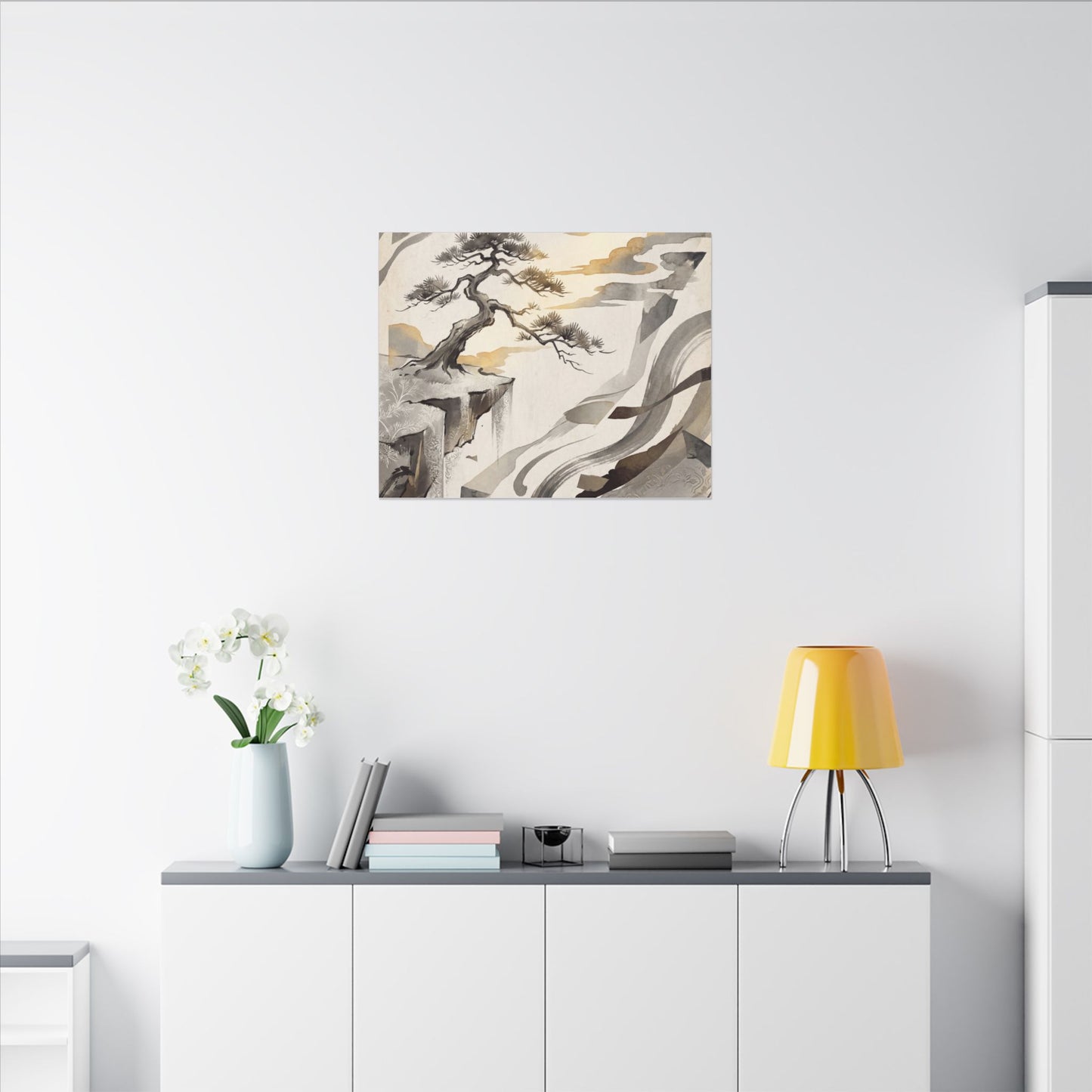 Golden Hour Pine Tree Canvas Art - Japandi Seijaku