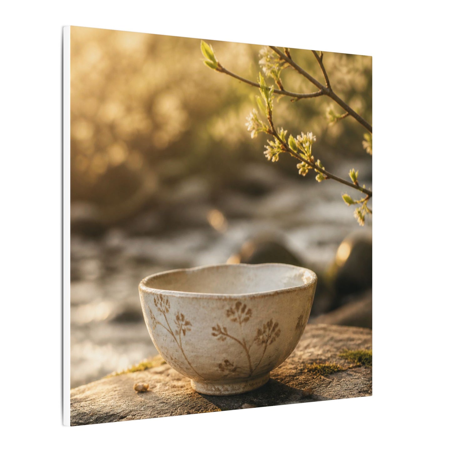 Neutral Ceramic Bowl Canvas Art - Japanese Pattern Japandi