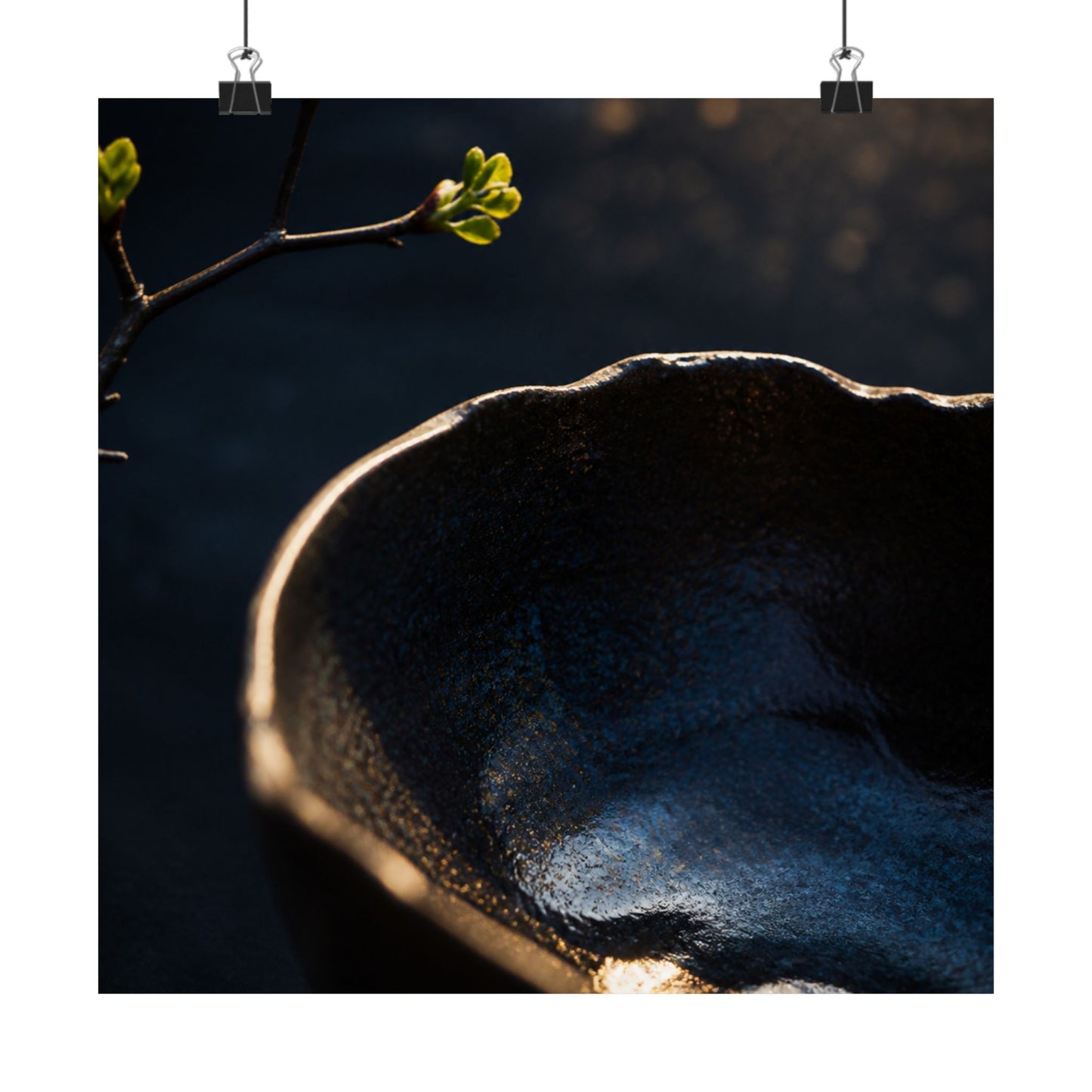 Ma Ceramic Bowl Wall Art Print - Dark Japandi Shadow Zen