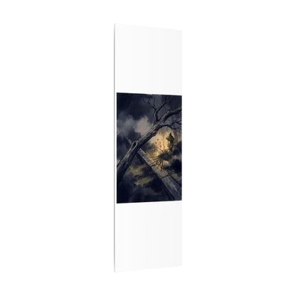 Dark Japandi Moonlit Garden in Golden Hour | Charcoal Ink Canvas Art
