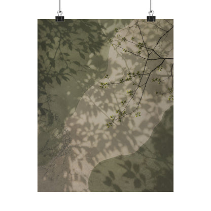 Spring Shadow Play Japanese Pattern Wall Art Print | Neutral Decor
