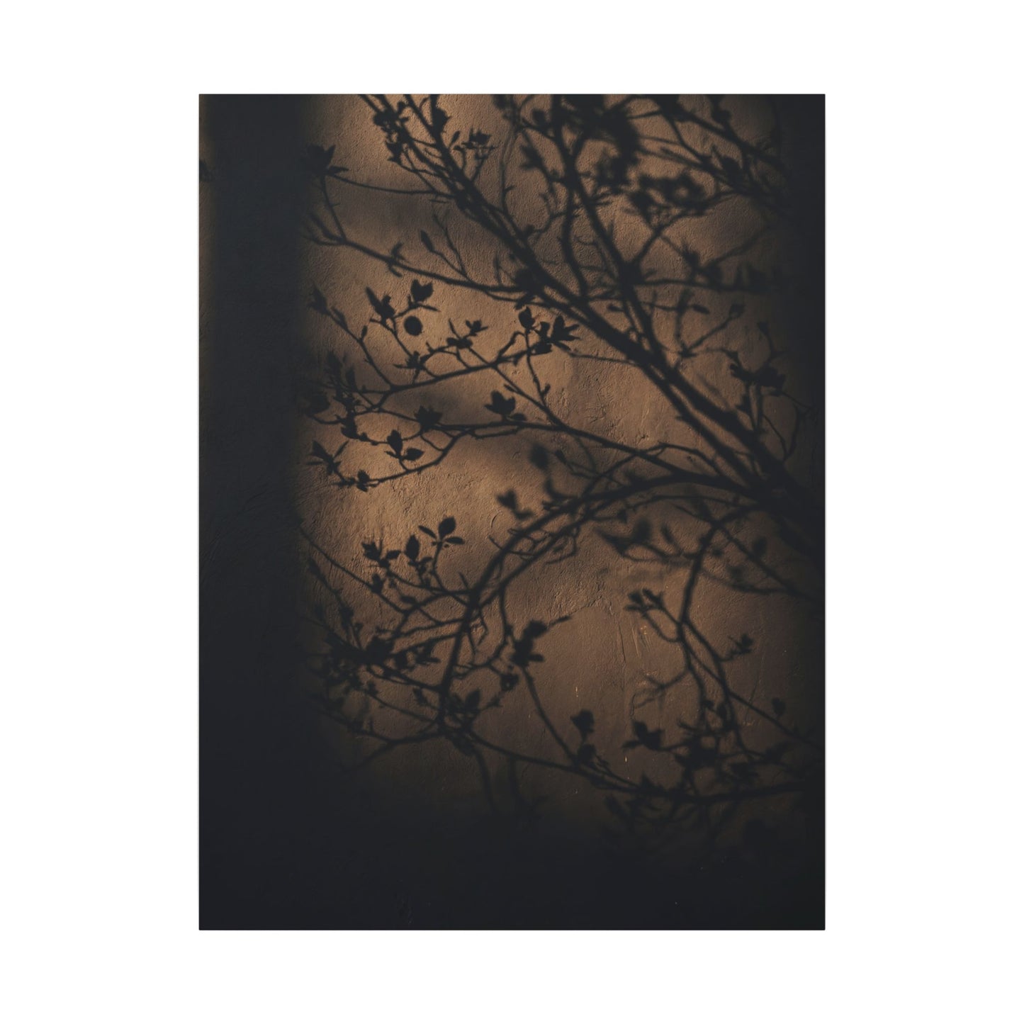 Dark Japandi Shadow Play in Golden Hour | Shadow Zen Canvas Art