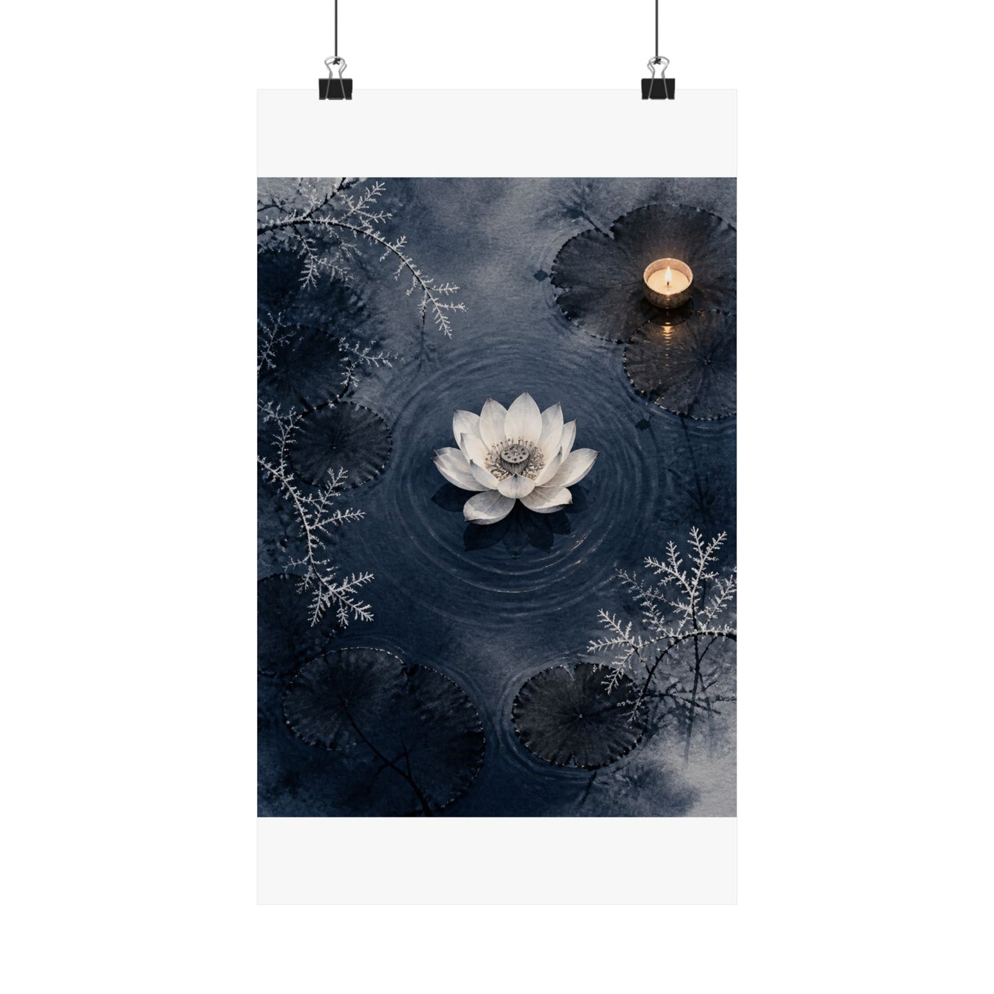 Lotus Flower Wall Art Print | Winter Zen Sumi E Art