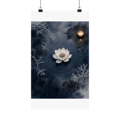 Lotus Flower Wall Art Print | Winter Zen Sumi E Art