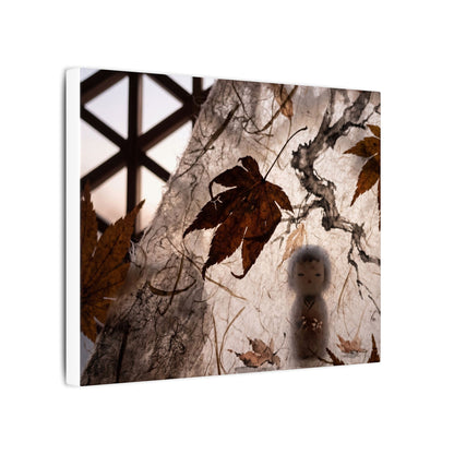 Shoji Screen Autumn Canvas Art | Dark Japandi Atmospheric Design