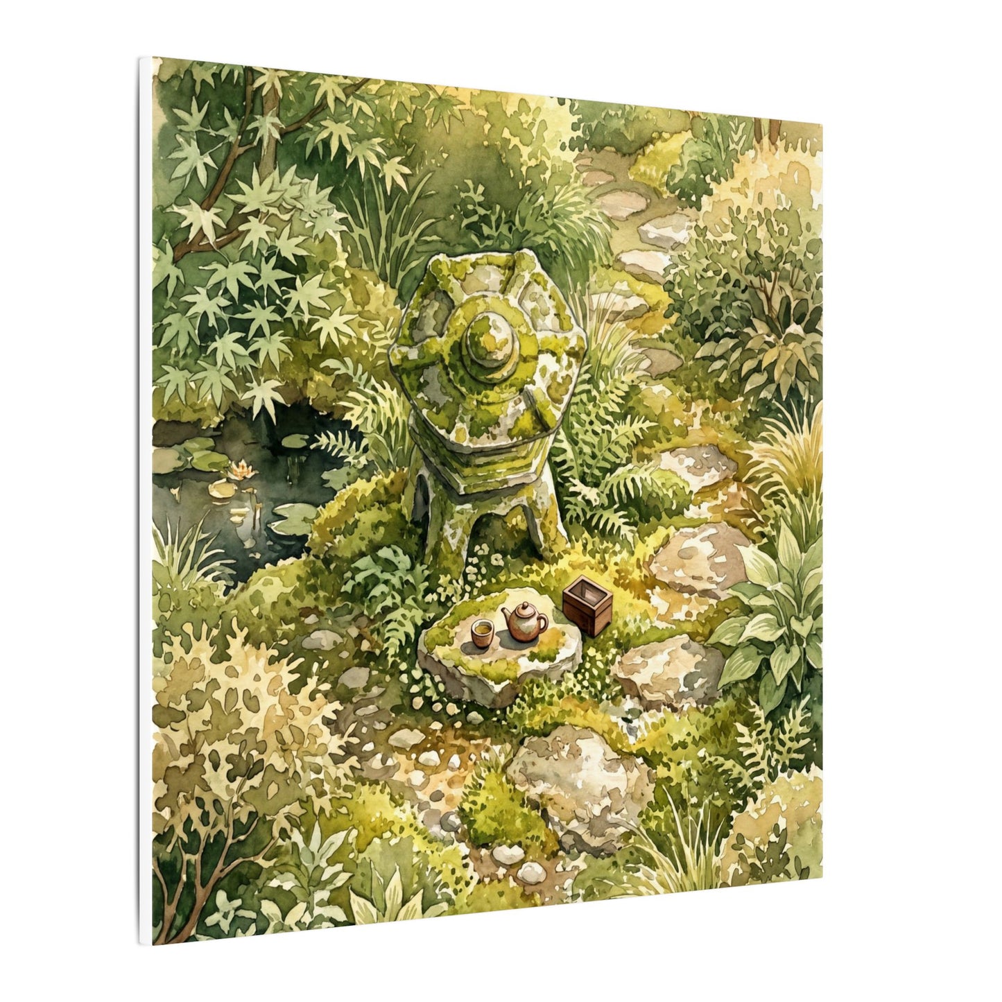 Datsuzoku Stone Lantern Canvas Art - Japandi Watercolor